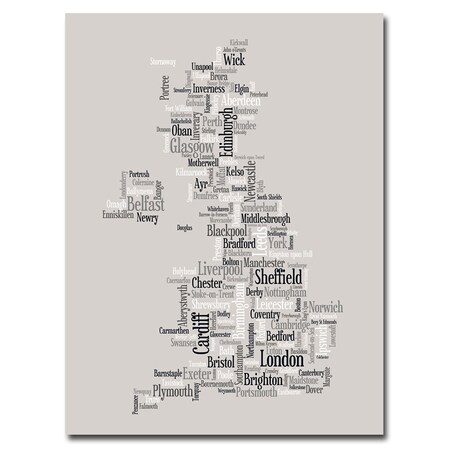 Michael Tompsett 'UK City Text Map' Canvas Art,35x47